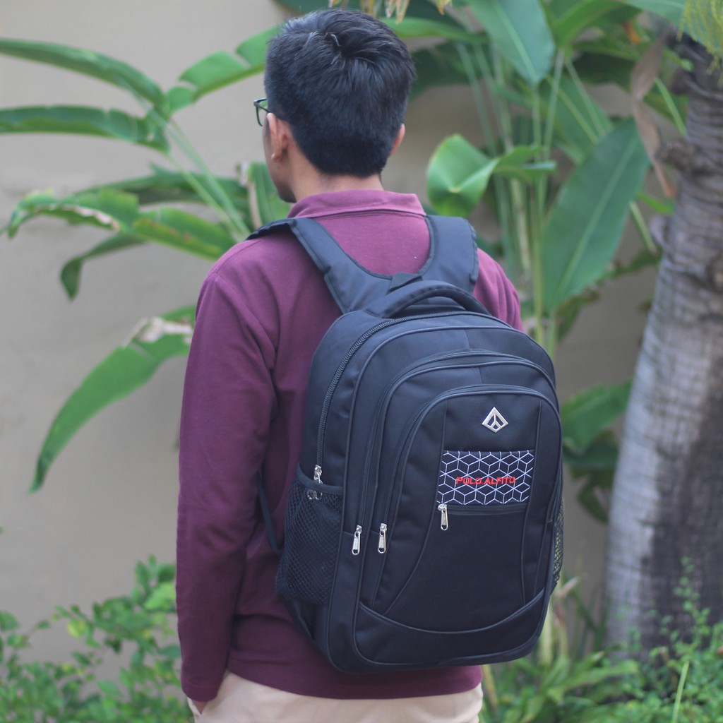 Tas Sekolah Tas Punggung Alfito Jaring Spider Hitam Nyaman Tas SMA SMP Kerja Berkualitas