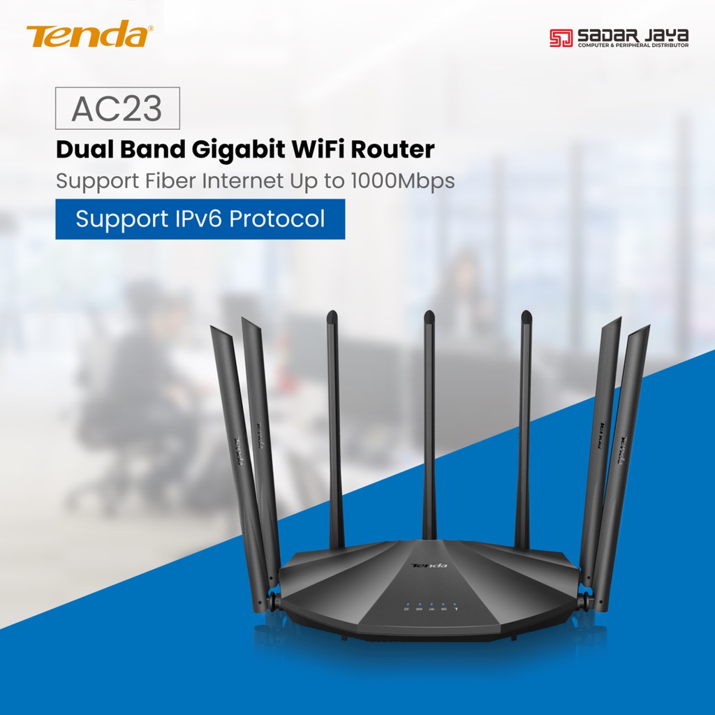 Tenda Router AC23 2.4GHz + 5GHz AC2100 Smart Nirkabel Antena Dual Band Gigabit WiFi