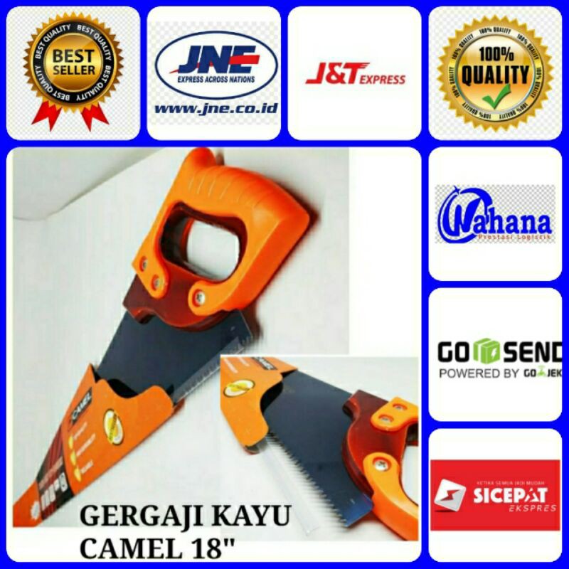 Gergaji Kayu Camel 18&quot;/Gergaji Kayu Gagang Karet/Gergaji Tukang Bagus Murah