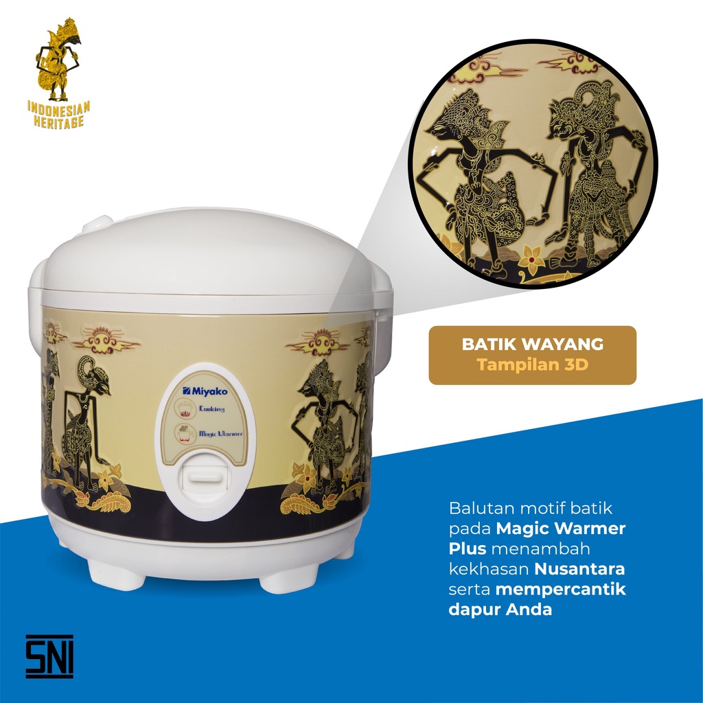 Magic com / rice cooker miyako 508 batik wayang 1,8 liter tanggung murah awet bagus garansi 1 tahun