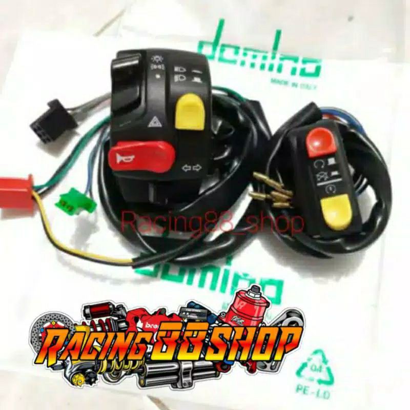 saklar set kanan kiri domino universall all motor{kiri ktc+ kanan merah kuning mahal}