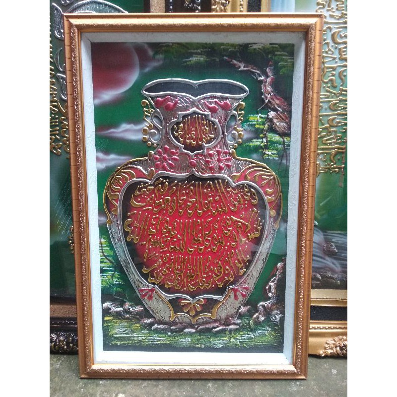 Pajangan Hiasan Dinding Kaligrafi Model Guci Hijau Murah Terlaris