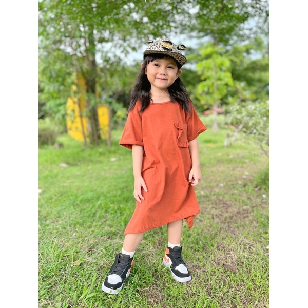 Dress Anak Rumi Original Lucuna Saku Oversize Kaos Super Premium