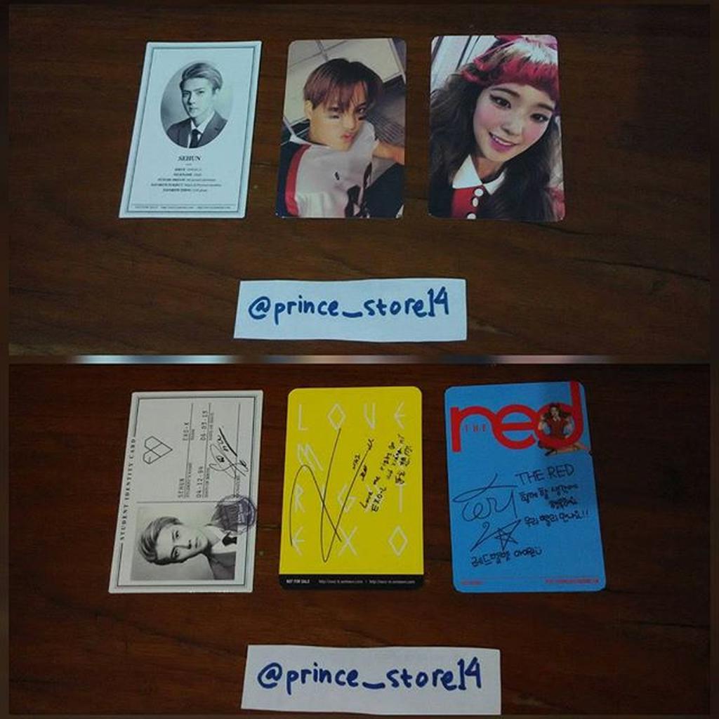 EXO RED VELVET OFFICIAL PHOTO CARD (PC) SEHUN XOXO, LOVE ME RIGHT (LMR) C VER KAI, THE RED IRENE