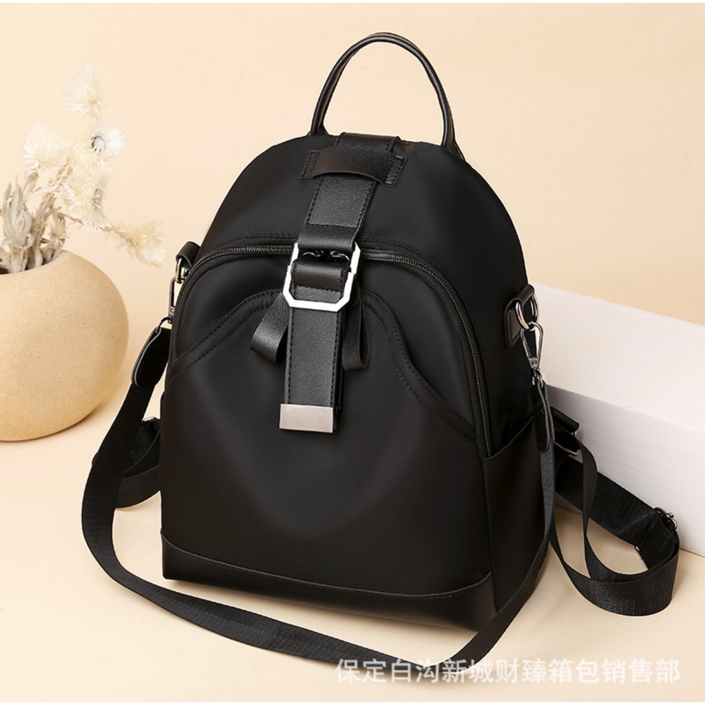 TB-08 tas ransel waterproof wanita backpack kuliah sekolah import jepang korea hitam