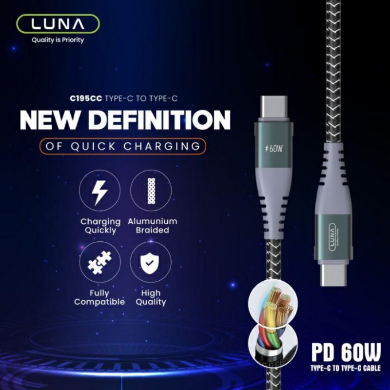 KD KABEL DATA LUNA MODEL C195CC C TO C 60W FAST CHARGING