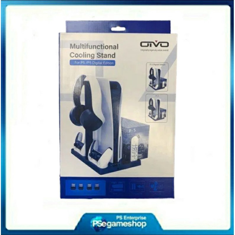 OIVO Vertical Stand with Controller Charging Station &amp; Suction Cooling Fan for PlayStation 5