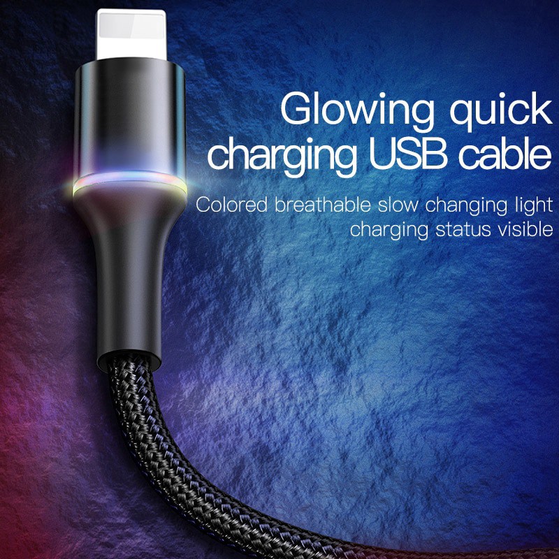 Kabel Data LED Baseus Halo Fast Charging Lightning/Iphone 1M