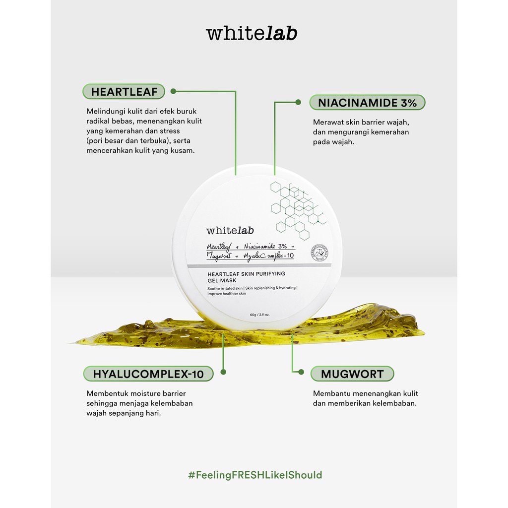 WHITELAB Face Mask Indonesia / Mugwort Pore Clarifying Bamboo Charcoal Heartleaf Purifying Bamboo Charcoal Brightening Gel Clay Masker Wajah / Moisturizer Moisturizing Pelembab / Facial Wash Toner Serum Eye Cream Sunscreen Soap / Paket Wajah Lengkap Set