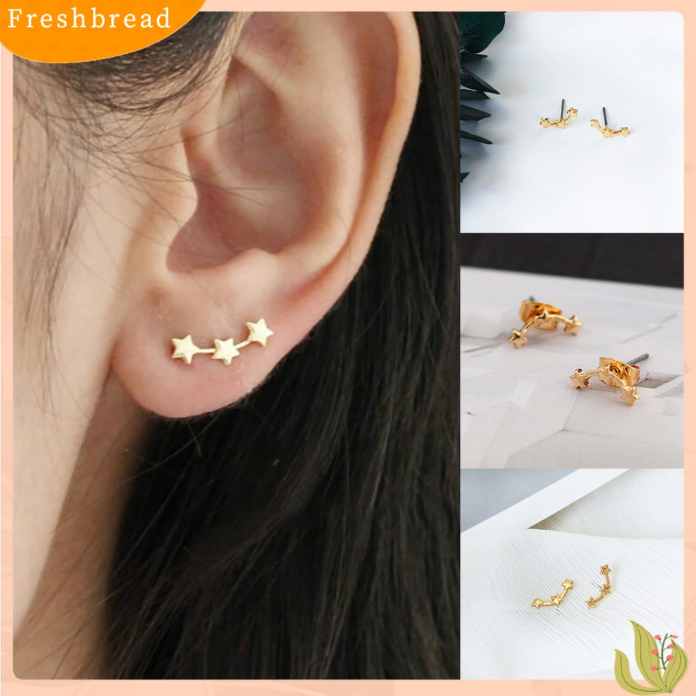 [Fresh] 1 Pasang Anting Tusuk Motif Bintang Kecil Elegan untuk Wanita / Pesta / Hadiah