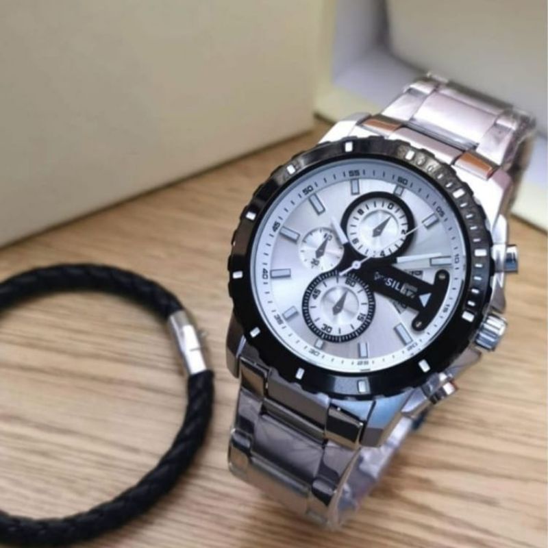 Cod - Jam Tangan Pria Crono off Tali Rantai Stainlees Steel Water Resistant // Jam Tangan Fashion Pria Mewah Dan Elegan / Jam Tangan Cowok Tahan air / Jam Tangan Pria Realpic Free Box Dan Batrai cadangan / Jam Tangan Pria Terlaris