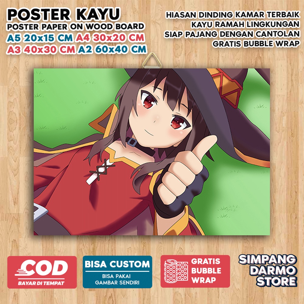 Jual Poster Kayu Konosuba Cute Aestehic Tema Anime Isekai Wibu Waifu
