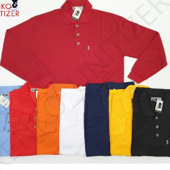 ♪ UNITIZER PLU kaos polo pria M L XL XXL saku shirt panjang kaos kerah kaos wangki polos dewasa saku