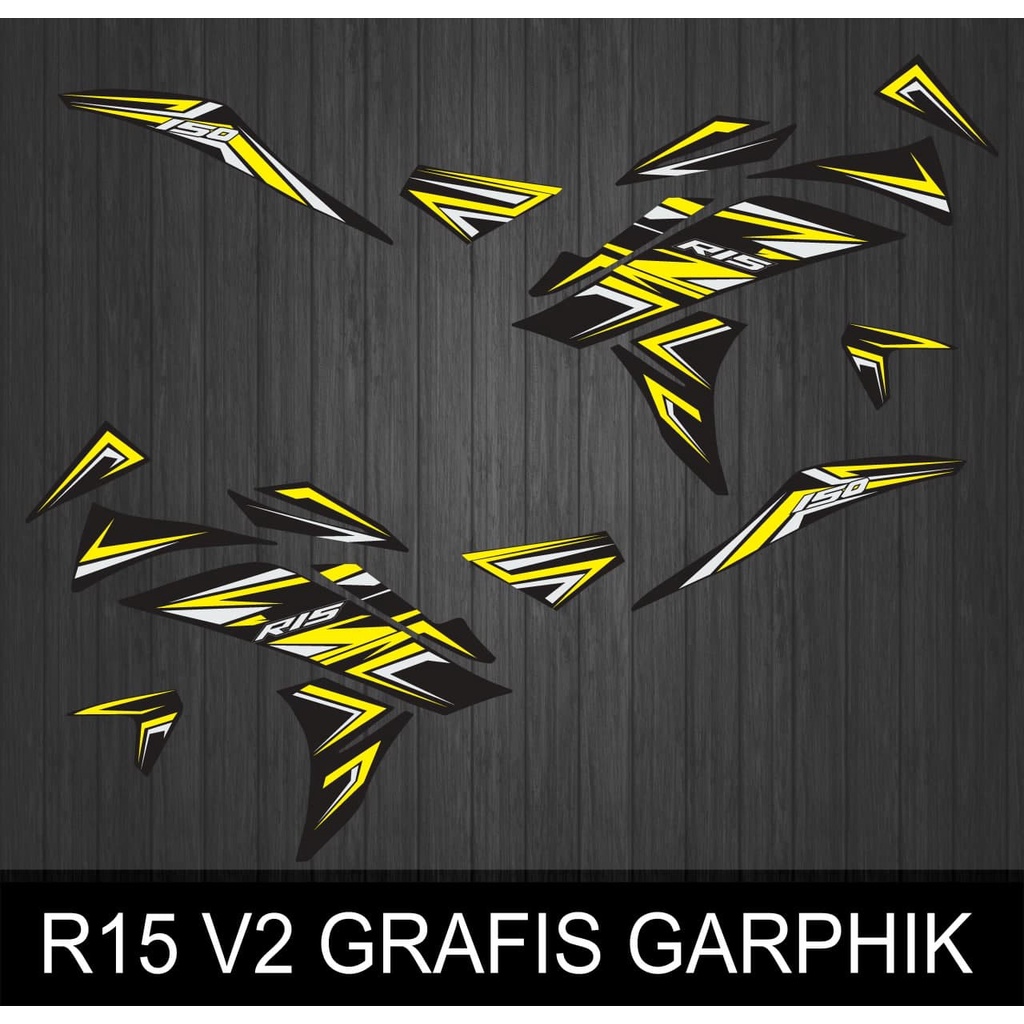 STIKER STRIPING VARIASI YAMAHA R15 V2 GRAFIS GARPHIK KUNING
