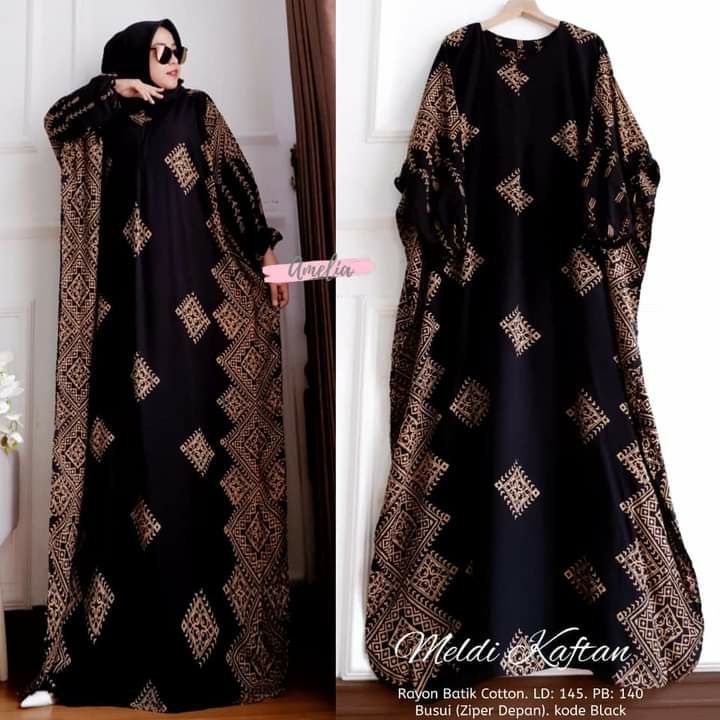 Gamis Rayon Jumbo Kaftan Terbaru - Meldi Kaftan By Batik AW Motif Kotak Size Jumbo Busui Resleting / Kaftan Wanita / Dress Kaftan