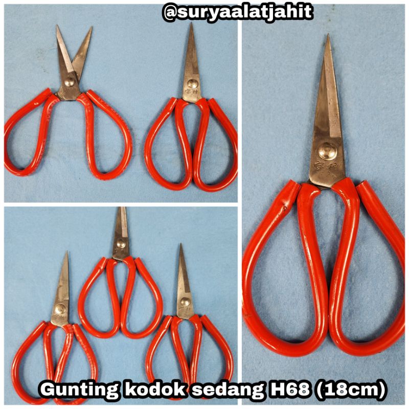 Gunting Kodok H68 (18cm) sedang gagang merah =8.000/1pcs