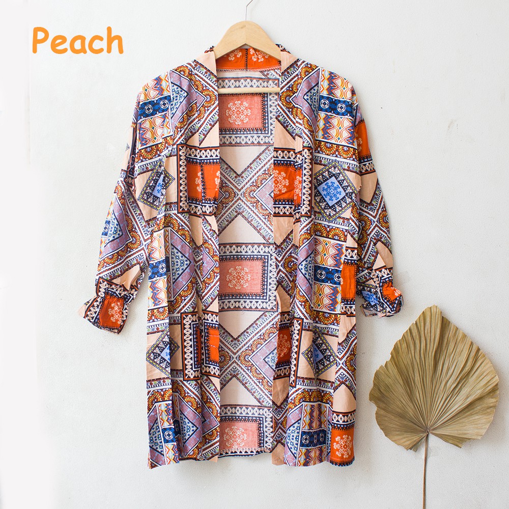 JakartaFashion - cardigan long bohemian kardigan pantai tribal BOHO etnic lengan panjang adem rustik