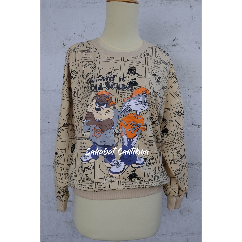 Atasan Crewneck Bahan Kaos  Import Karakter Tasmania By Pangrum