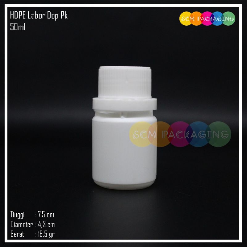 HDPE Labor pk 50ml kemasan cairan kimia pembersih lantai alkohol hand sanitizer minuman refil parfum