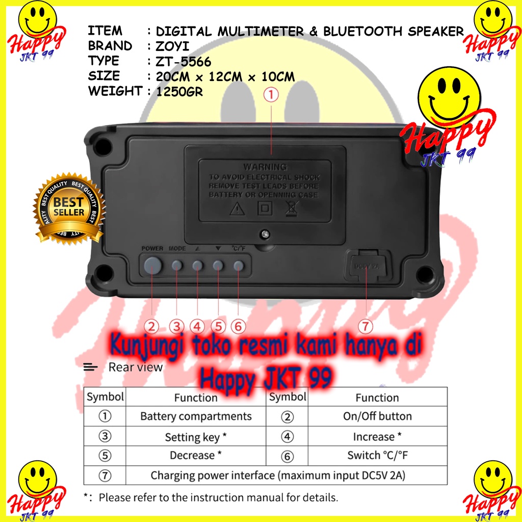 MULTITESTER DIGITAL ZOYI ZT-5566 ZT5566 ZT 5566 MULTIMETER BT BLUETOOTH SPEAKER ORIGINAL