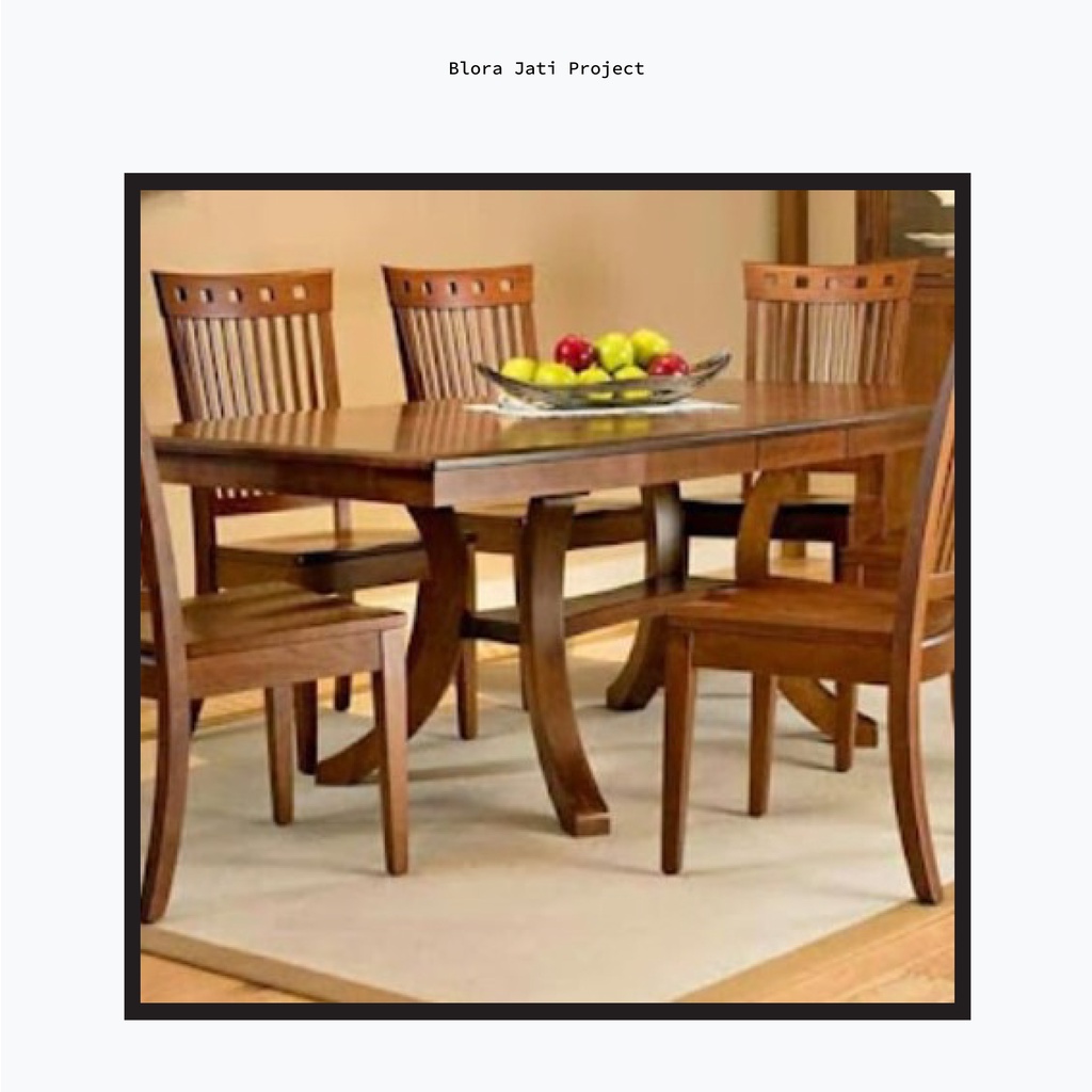 Set Meja Makan Bahan Kayu Jati Solid / Kursi dan Meja Makan