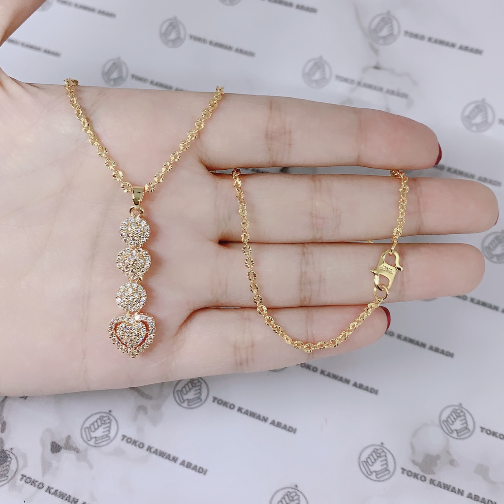 Xuping Gold Kalung Hijab 60cm Liontin Permata Mewah Anti Karat *48