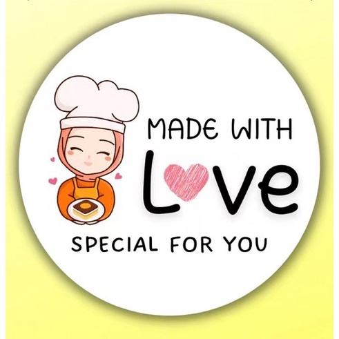 STICKER CUSTOM THANK YOU MADE WITH LOVE FOR YOUR ORDER HIJAB 2.5 CM