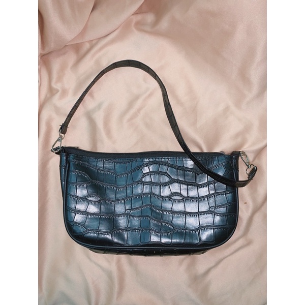 Croco bag shoulder hitam ( Pakaian wanita , zara pants celana tas branded preloved bekas