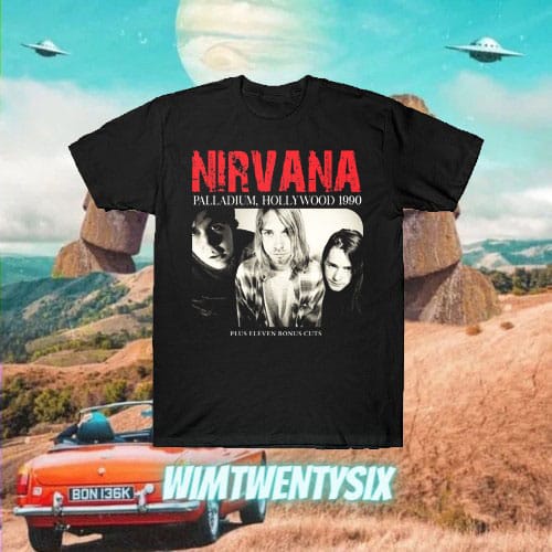 KAOS BAND NIRVANA PALADIUM HOLLYWOOD 90 S VINTAGE TEE (UNISEX SLIMFIT T-SHIRT)