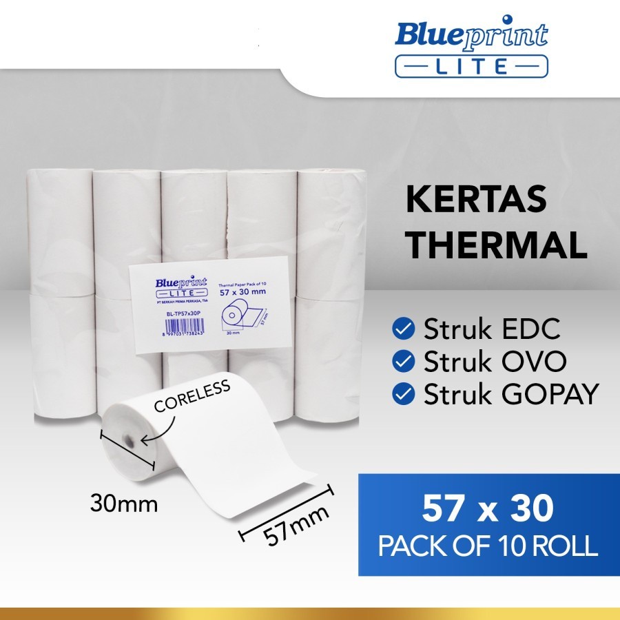 KERTAS THERMAL BLUEPRINT LITE 57x30 PER ROL