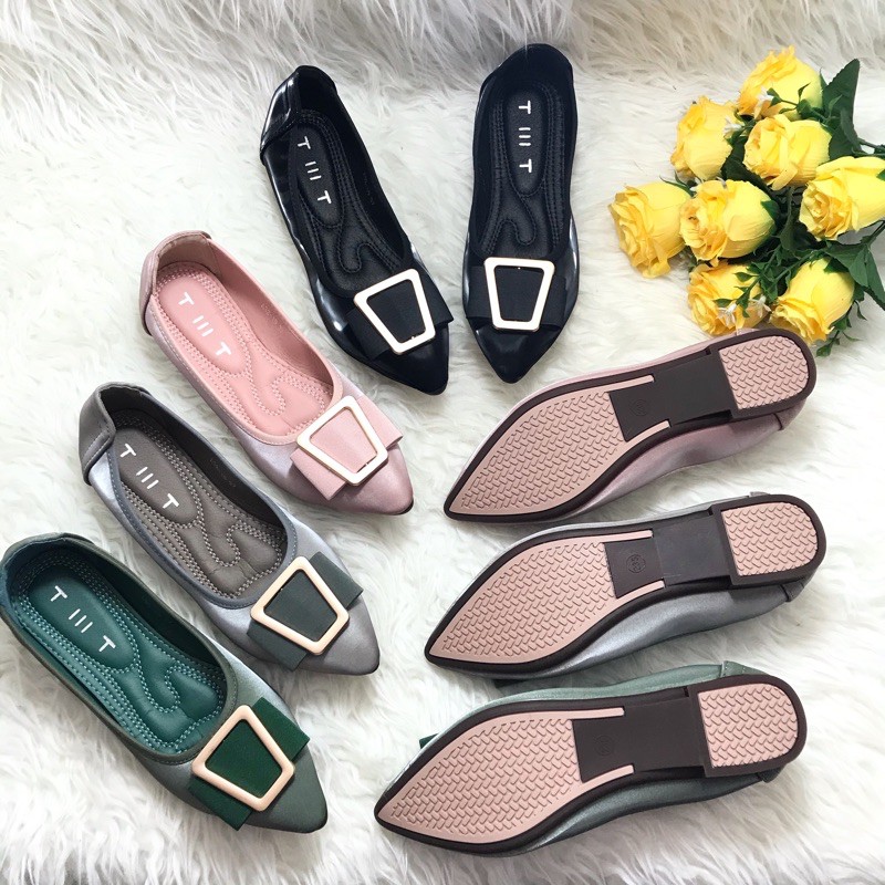 TMT Flat Shoes Gesper A32 - Sepatu Wanita Import Sepatu Kerja Kantor Wanita Import Sepatu Hitam Tan 