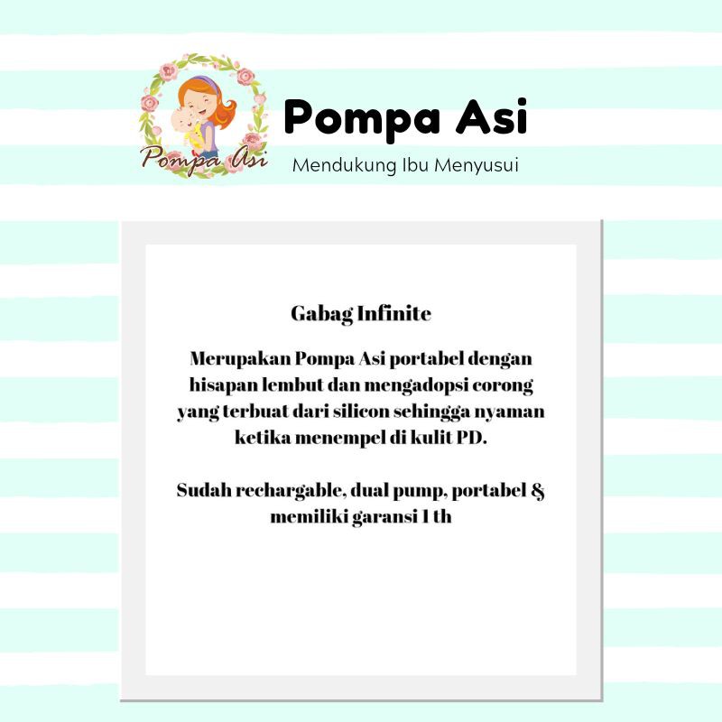 Gabag Infinite Pompa Asi Double Breast Pump Sillicone Perlengkapan Kantong Susu Bayi Terlaris By Mallpompaasi