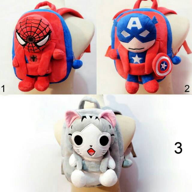 Tas ransel import bisa dilepas spiderman kapten amerika Furyu cat avengers sekolah anak