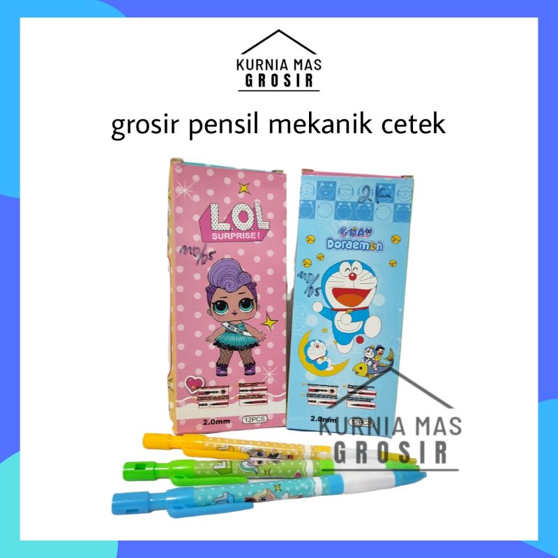 

12 PCS | PENSIL MEKANIK Warna Pensil Mekanik Karakter Kecil 2.0 mm