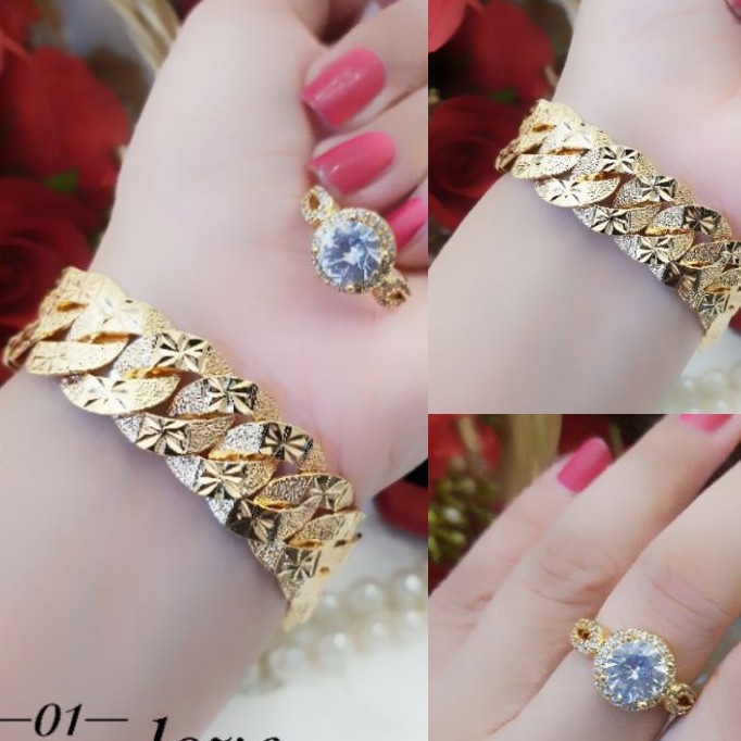 Xuping set Gelang dan Cincin Gold 446f