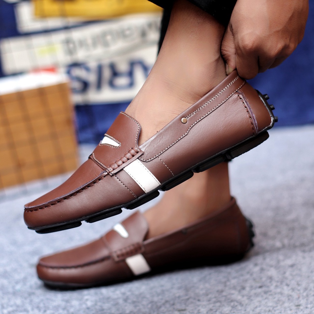 ENOZ X SIMAO - Sepatu Formal Slop Pria Kulit Asli Original Slip On Kasual Kerja Cowok Men ORI