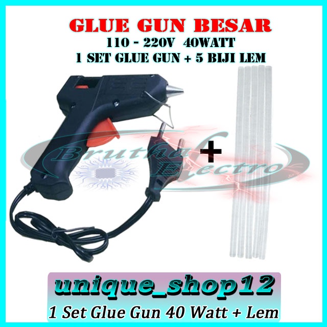 

Glue Gun Besar 40Watt + 5 Biji Lem Tembak