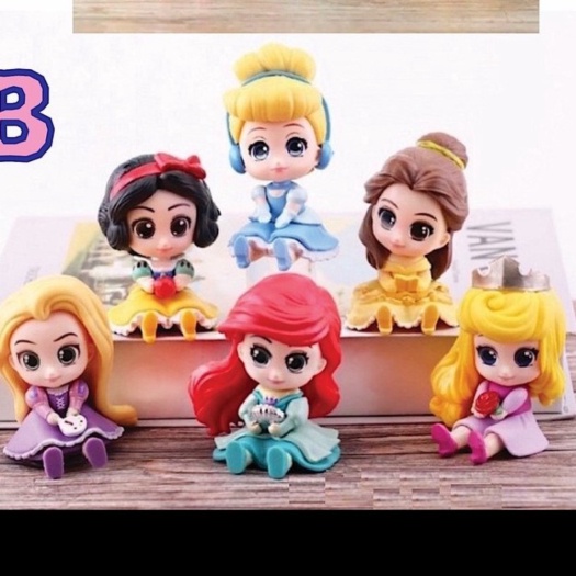 

Cinderella Chibi Ariel Disney - 6 Princess kue topper Figure Limited Snow Unik White B Princes