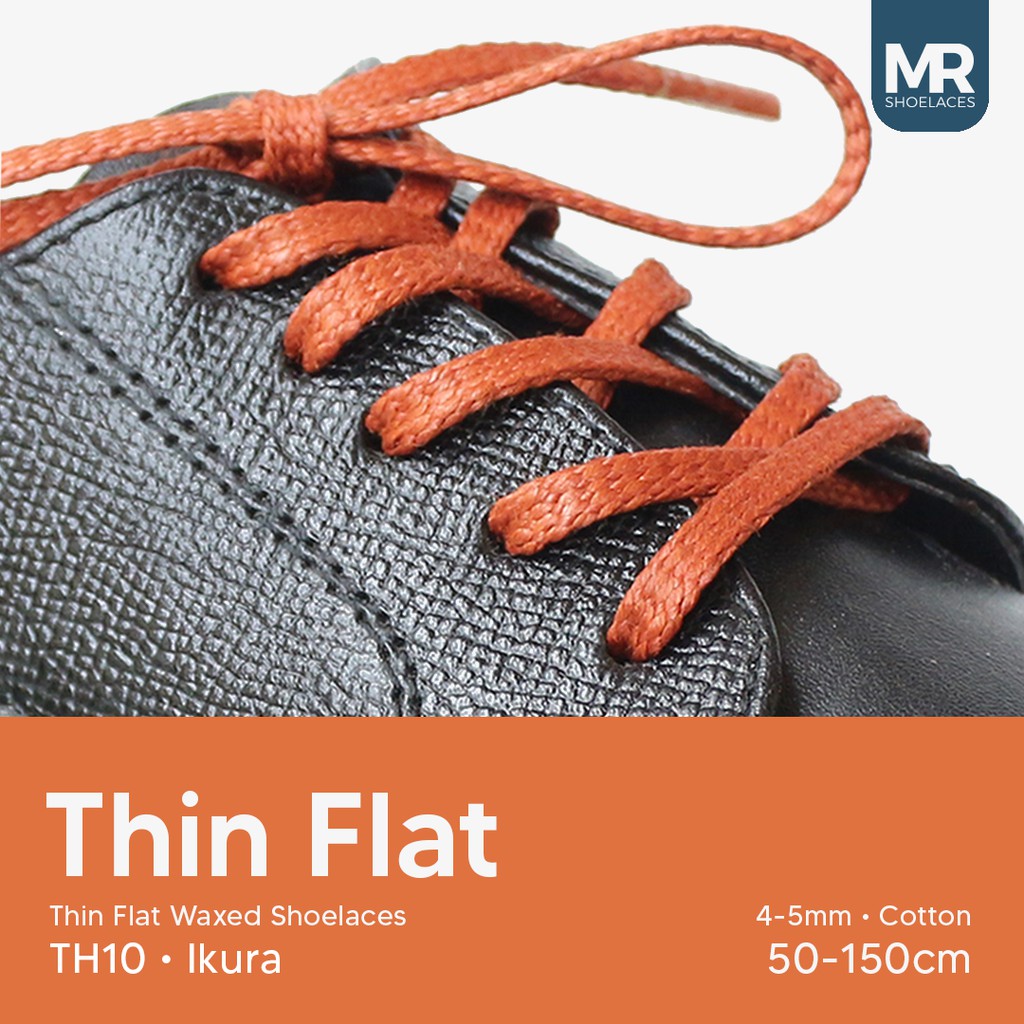 MR Shoelaces TH10 Ikura (Coklat Emas) Tali Sepatu Lilin Gepeng Thin 3-4mm (Waxed Laces) 50cm 100cm 120cm 150cm Brown