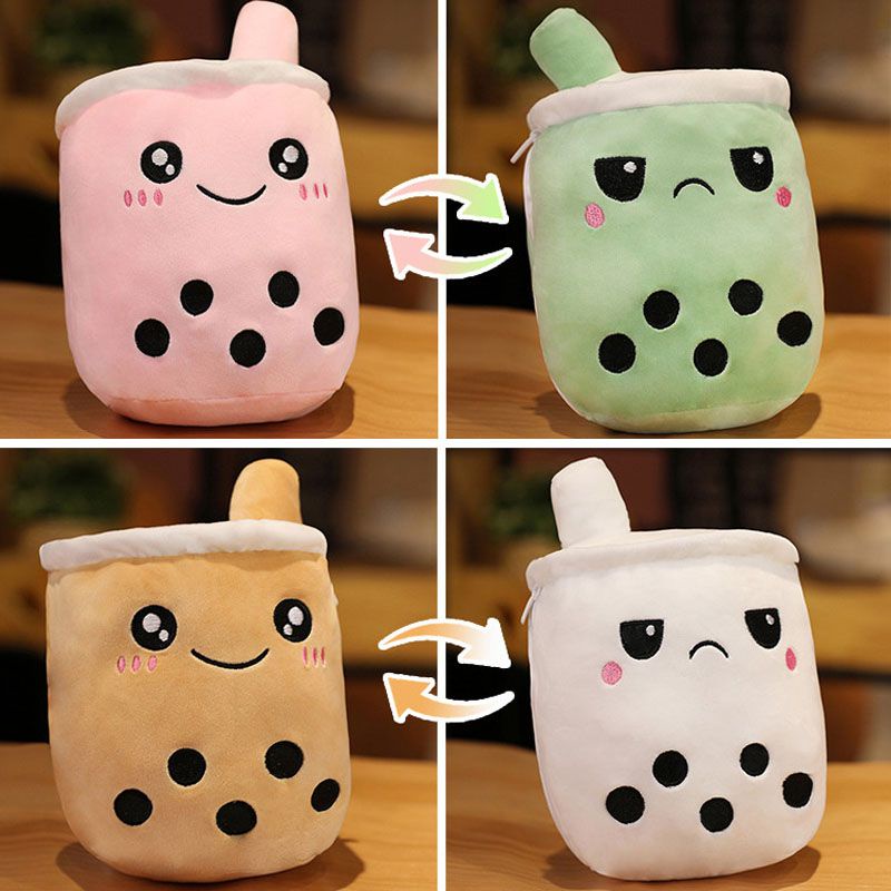 25cm Boneka Reversible Secret Pouch Boba Plushie Bubble Tea Milk Plush Doll Soft Stuffed Toy Mainan