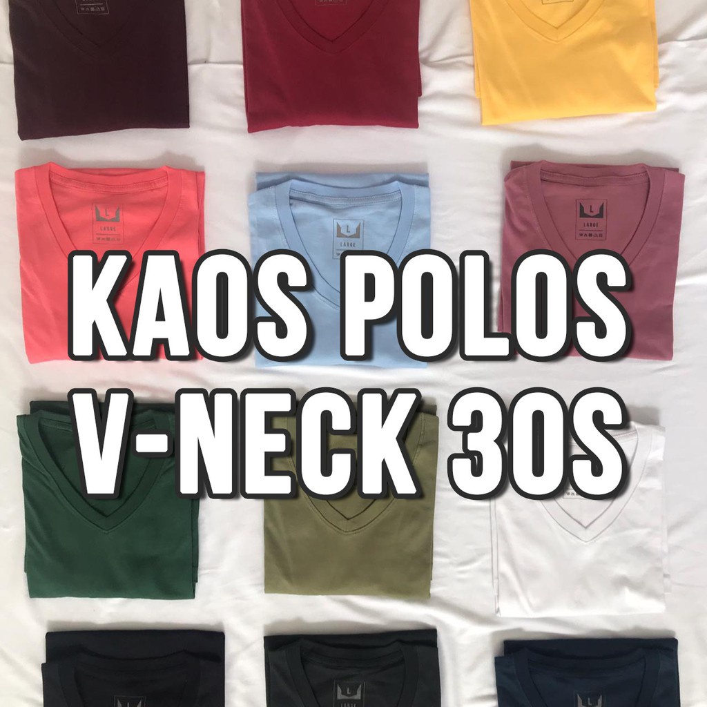 KAOS POLOS VNECK LENGAN PENDEK COTTON COMBED 30S