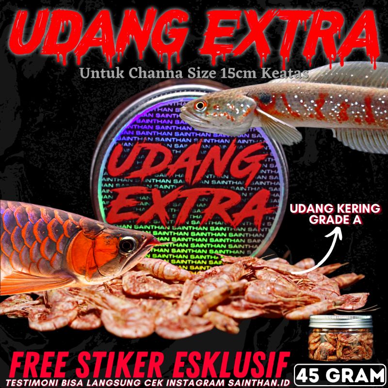 UDANG EXTRA RED Pakan Ikan Channa Maru Yellow Sentarum Auranti Limbata Pulchra Oscar Tiger udang kering