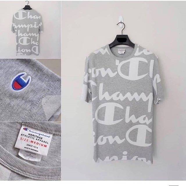 champion sweatshirt with all over script logo