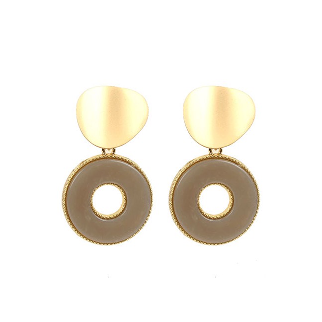 LRC Anting Tusuk Fashion Alloy Circle Acrylic Earrings F58347