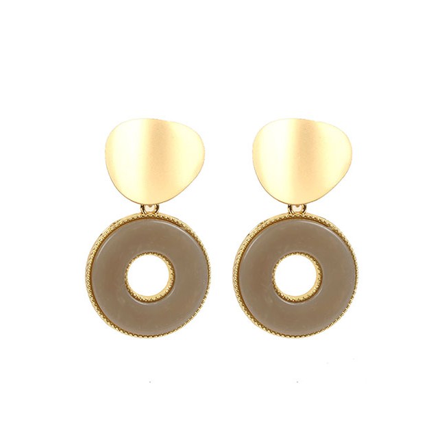 LRC Anting Tusuk Fashion Alloy Circle Acrylic Earrings F58347