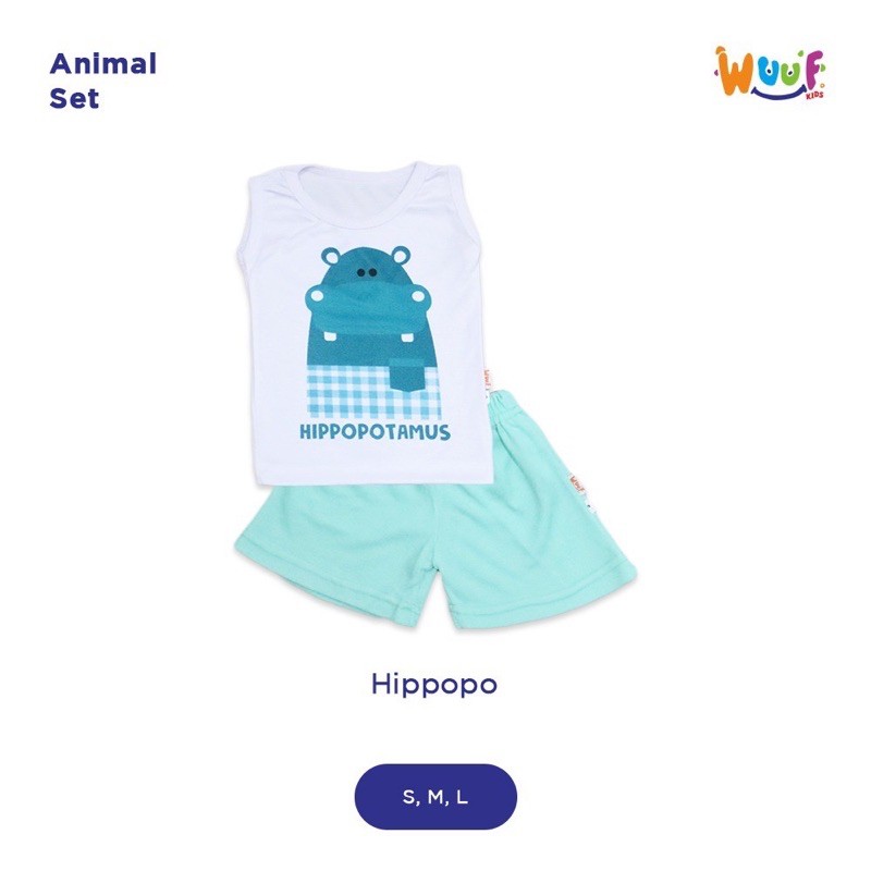 Setelan Kutung/Setelan Singlet Bayi/Anak Motif Animal (WUUF KIDS)