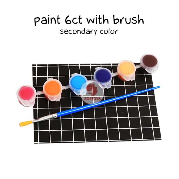 Zoetoys Paint 6ct With Brush | Peralatan Lukis Tempat Cat Air Akrilik Plastik Renteng 12 Warna