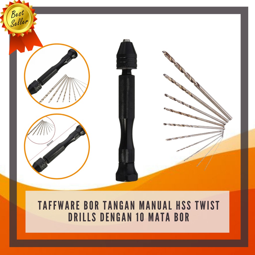 Alat Bor Tangan Manual HSS Twist Drills dengan 10 Mata Bor Mesin Bor