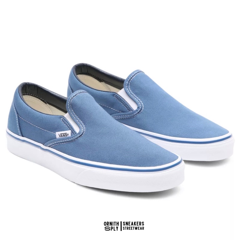 navy vans slip ons