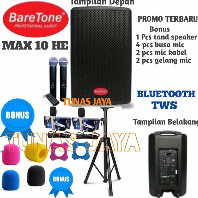 SPEAKER PORTABLE BARETONE MAX10HE BARETONE 10 INCH MAX10 HE MAX 10 HE Termurah